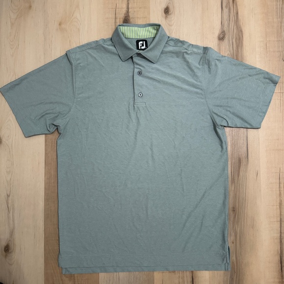 FootJoy Heather Gray and Lime Green Golf Polo Stretch Medium - Picture 1 of 7